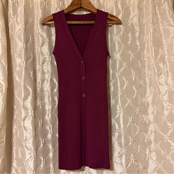 Ronny Kobo Garner Knit Top Ribbed Sweater Set Two Piece Shrug Burgundy Red - Picture 6 of 16